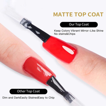 15ml Gel Gel Top Coat and Base Coat Set - Shiny Top Coat, Long Lasting High Gloss,Soak Off LED Nail Lamp Gel Base