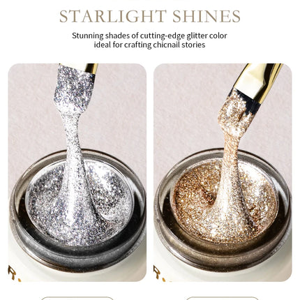 RSNAIL No Wipe Platinum Gel Nail Polish 8g Sparkle Painting Metallic Golden Silvery Liner Gel French Drawing Liner DIY Nail Art