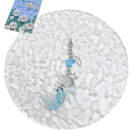 Plastic Lucky Koi Phone Pendant Crystal Beads Unique Beaded Keyring Lightweight Simulation Fish Keychain Charms Car Key Jewelry