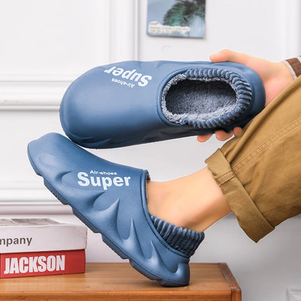 Women Men Winter Warm EVA Soft Sole Waterproof Slides Slippers Slip On Scuff Clogs Short Plush Platform House Shoes Indoor