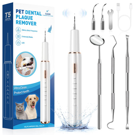 CURVY MOON Ultrasonic Electric Teeth Cleaner Plaque Remover T5 UV Disinfection Pet Dog Cat Use Dental Tartar Calculus Remover