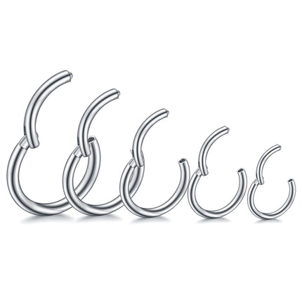 1PC Hinged Segment Nose Hoop Rings Women Surgical Steel Nose Rings Septum Clicker Ring Ear Daith Hoop Earring Piercing Jewelry