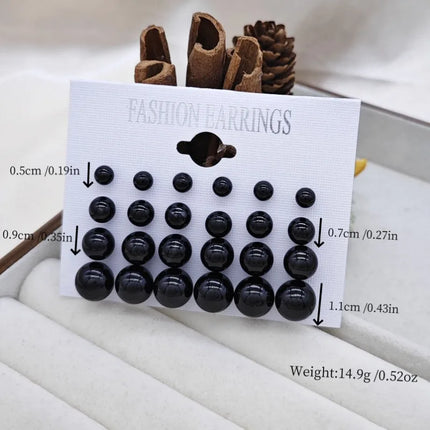 12 Pairs of Fashionable and Simple Pearl Imitation Women's Earring Set Suitable for Daily Wear, Holiday Gifts, Classic Jewelry