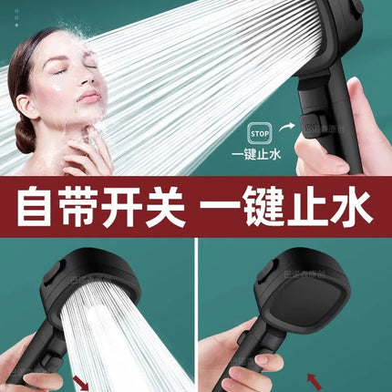 New 3 Modes High Pressure Shower Head Water Saving Shower Adjustable One-Key Stop Water Massage Sprayer Bathroom Accessories