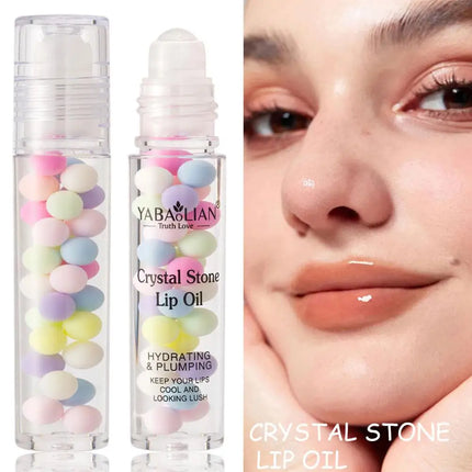 Macaron Rolling Pearl Lip Oil - Hydrating Lip Balm Mask, Long-Lasting Moisturizing, Reduces Lip Lines for Women Girls