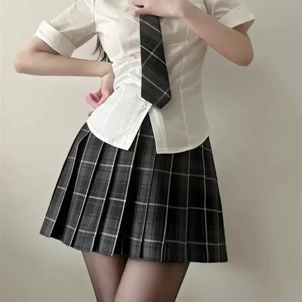 Summer Pure White Shirt JK Uniform Waist-Fitted Slims Smooths Your Silhouette Women's Japanese Preppy Styles Short Sleeves White