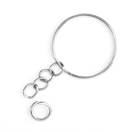 50/100pcs Stainless Steel Metal Blank Keyring Keychain Split Rings DIY Keyfob Keys Ring Lobster Clasp Key Pendant Chains Buckles