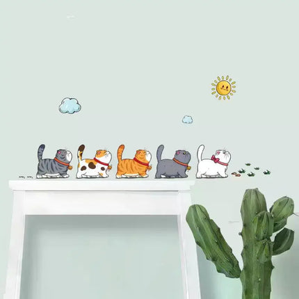 Wall Stickers Cats Self Adhesive Kids Wall Decals Art Murals For Living Room Cartoon Bedroom Toilet House Wall DIY Decor
