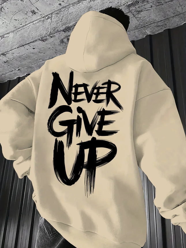 Self-Confrontation Letter Print Hooded Sweatshirt with Drawstring and Kangaroo Pocket Comfortable Casual Fashion Hoodie Classic