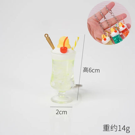 New Simulation Ice Cream Cup Model Key Chain Pendant Cute Ice Dream Cup Pendant Key Ring Party Gift Jewelry