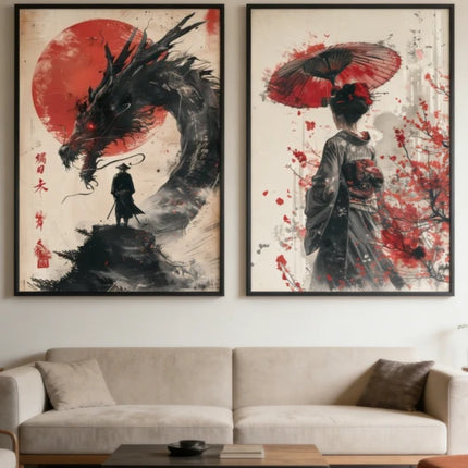 Landscape 500/1000/1200/2000PCS Jigsaw Puzzles Samurai Geisha Family Activity Games for Gameroom Bedroom Home Decor Frameless