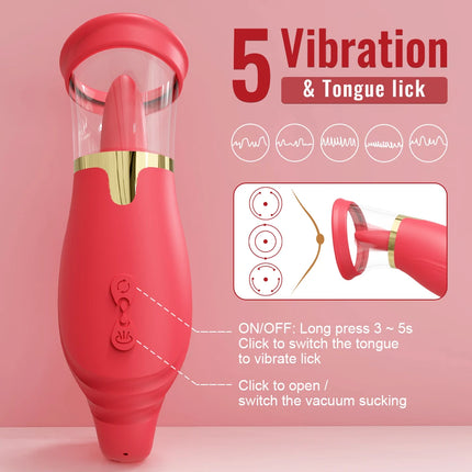 Tongue Sucking Licking Vibrator for Women Clitoris Vacuum Sucker Stimulator Oral Vagina Nipples Vibrating Female Adult Sex Toys