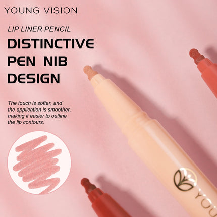 Waterproof Liquid Lip Liner, Gourd Shape Sponge Applicator for Precise Outline - Matte Long-Lasting Lip Contour Pen, Lip Tint
