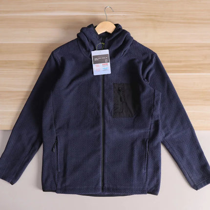 Outdoor R High-End Wave Pattern Warmth Couple Zipper Hooded Fce Lined Base Layer irt Middle Layer Sweatirt