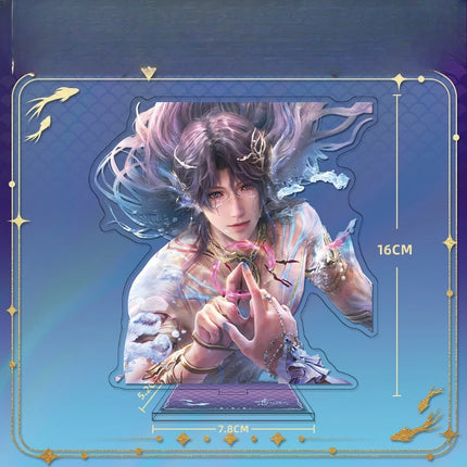 Game Love and Deepspace Sea God Rafayel Acrylic Stand Model Beaded Flowing Sand Keychain Double Flash Badge Brooch Colored Paper