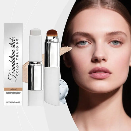 2-in-1 Color-Changing Foundation Stick - Lightweight Hydrating Brightening Matte Moisturizing Foundation Concealer Makeup
