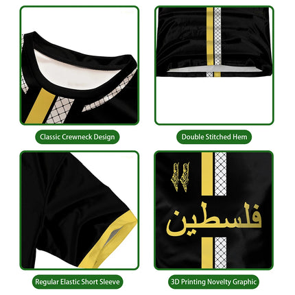 Palestine Football Jersey T Shirts Adult & Kids Light Luxury Digital Printed Soccer Uniforms Summer Mens Palestinian Flag Tees
