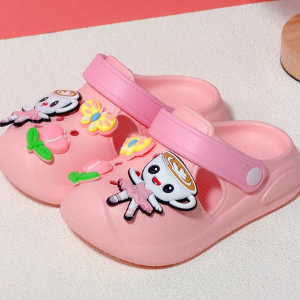 Girls' Slippers with Cute Charms Summer Garden Shoes Beach Sandals Non-slip Breathable Clogs for Girls Indoor & Outdoor Footwear