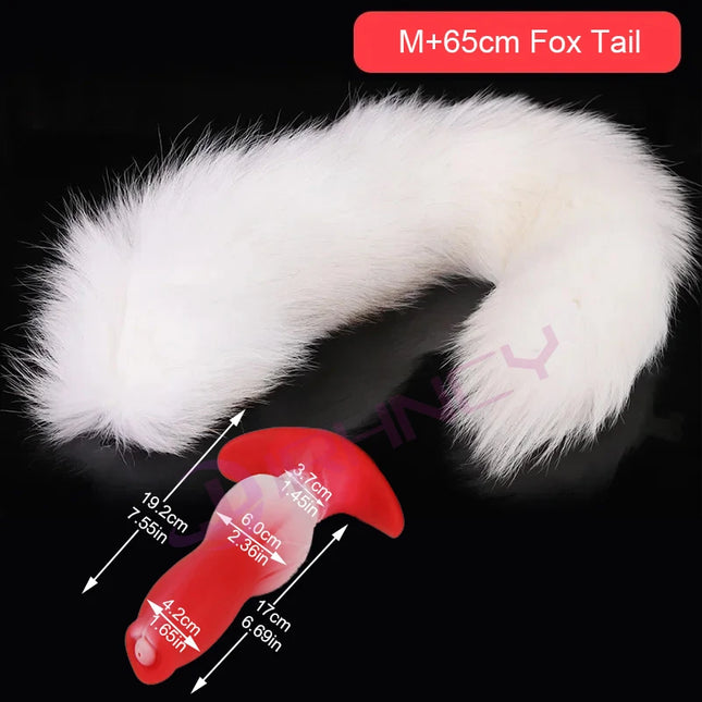 Anal Plug with Tail BDSM Adult Sex Game Cosplay 18+ Anal Dildo for Women Men Silicone Soft Butt Plug Gay Sex Toys for Party BDSM