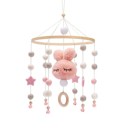 DIY Baby Crib Bed Bell Holder Arm Toy Imitation Wood Grain Infant Bed Decoration Toys Rotating Music Box Nut Screw Arm Bracket