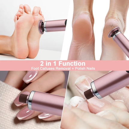 Foot Care Tool 2 in 1 Electric Pedicure Machine, USB Rechargeable Dead Skin Remover, Foot Grinder Polisher for Smooth Shiny Toen