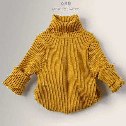 2025 New Autumn Baby Girls Sweater Kids Tops Winter High Neck Sweater Boys Casual Loose Pullover Sweater Baby Knitted Clothes
