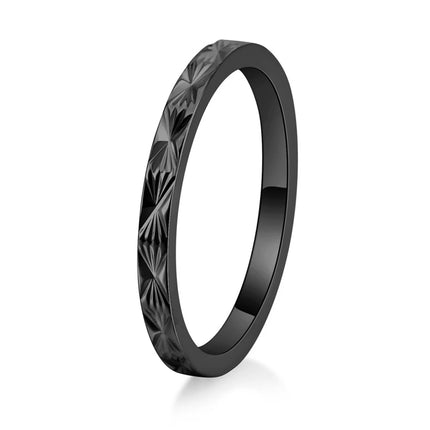 18K Gold Plated Titanium Steel Women's Pinky Rings Korean Minimalist Star Cross Engraved Jewelry Fade-Resistant Stackable Band