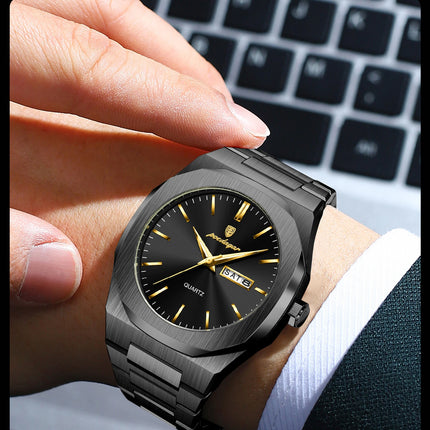 POEDAGAR Fashion Brand Man Clock Luminous Waterproof Stainless Steel Men's Watch Date Week Quartz Business Watches For Men Reloj