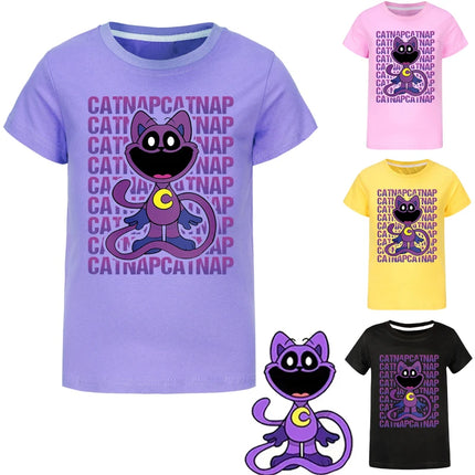 Smiling Critters T-shirt Kids Short Sleeve T-shirts Toddler Girls Cartoon Catnap Clothes Baby Boys T-shirt Children Casual Tops