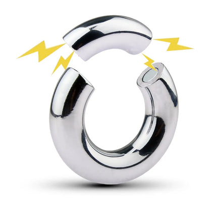 5 Size Metal Penis Ring Magnetic Ball Stretcher Silver Cock Ring Weighted Exercise Scrotum Pendant Bondage Sex Toys For Men