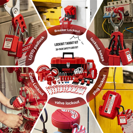 Lockout Tagout Kit,Loto Safety Padlocks,Breaker Lockout, Hasps,Electrical Plug Lockout Tags, Lock Out Tag Out Locks