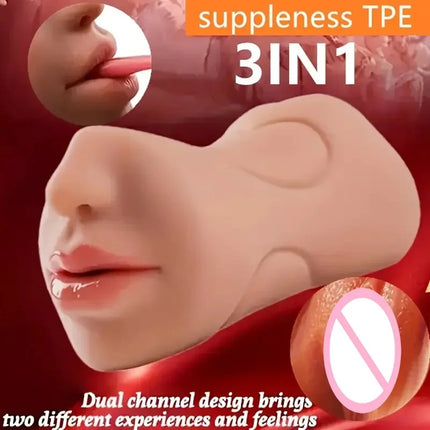 1pc Male Sex Toy Masturbator 3-in-1 Pocket Vagina 3D Realistic Simulation Texture Male Masturbator Adult Product for Men Sex Toy