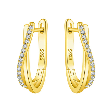 Original 2026 S925 Sterling Silver Zircon 18K Gold Lining Vintage Hoop Earrings for Women Birthday Party Wedding Gift Jewellery