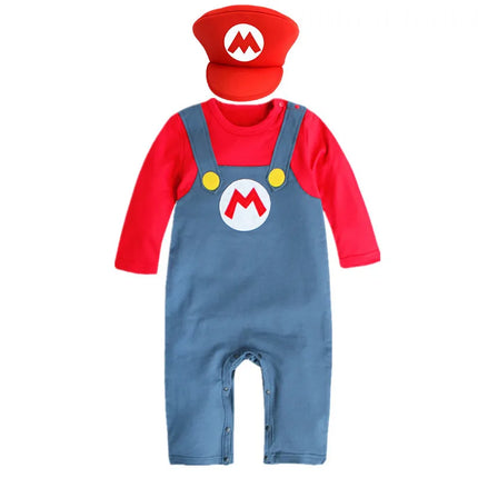 Super Mario Luigi Baby Set - Long Sleeve Romper Hat