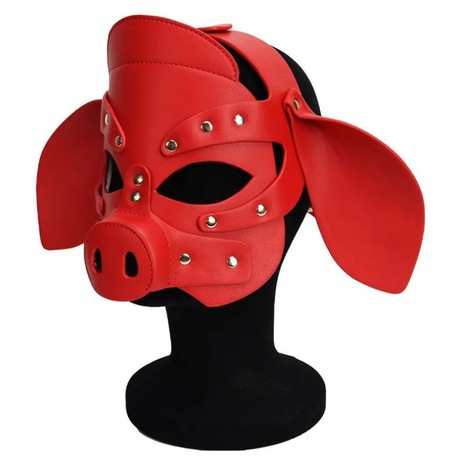 Slave Roleplay Erotic Costumes of Leather Pig Head Hood Mask for Men Gay Bdsm Bondage Pet Play Headgear Sex Toy Exotic Accessory