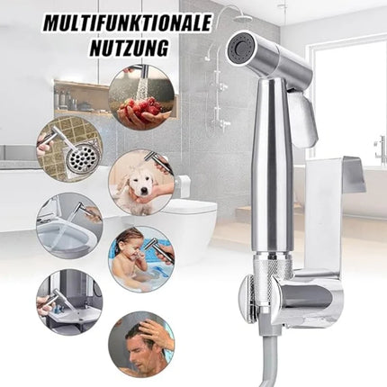 Handheld Bidet Toilet Sprayer Kit  stainless steel spray gun with 3 Way Valve，bellows Used for personal hygiene and pet bathing