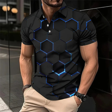 Mecha 3D Printed Short Sleeve Polo Shirts For Men Clothes Cool Tech Style Short Sleeve Fashion Techwear Sports Muscle POLO Shirt