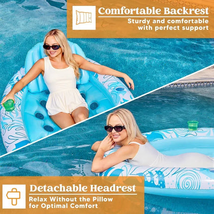 Inflatable Tanning Pool Floats Adult-Oval Tanning Float Lounger for Adults Raft, Sunbathing Lounge Cool Water Party Lake Beach