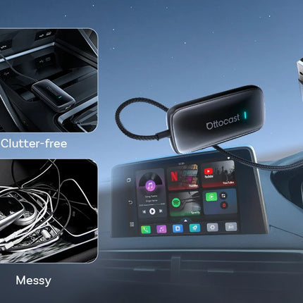 OTTOCAST Play2Video Ultra 3 In 1 Ai Box Wireless CarPlay Android Auto Adapter Built-in APP Hub for Youtube Netflix IPTV Tiktok