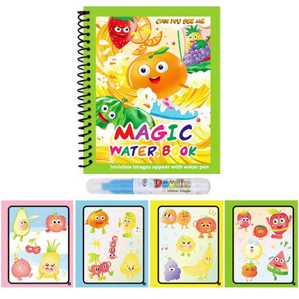 Cartoon Magic Water Drawing Book with Water Pen Reusable Coloring Book Early Learning Educational Graffiti Toy for Kids