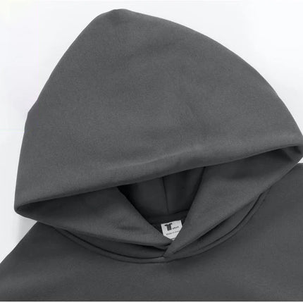 500GSM Heavy Weight Fashion Men's Hoodies New Autumn Winter Casual Thick Cotton Men's Top Solid Color Hoodies Sweatshirt Male