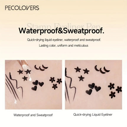 1PC Waterproof and Sweat-proof Eyeliner with Stamps - Quick Drying, Smooth Application, Multiple Patterns, Gentle Texture