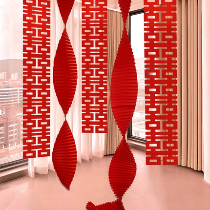 Red Chinese Wedding Hanging Flags Traditional DIY Crafts Double Happiness Pendant Festive Door Curtain Hanging Decor Living Room
