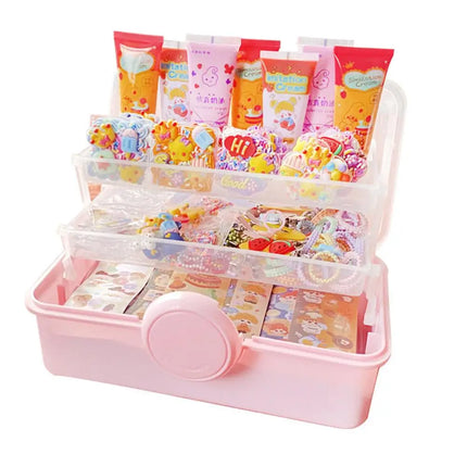 Guka Sticker Kit Creamy Glue DIY Journaling Material Storage Box for Girls Children Kids Handmade Toy Stationery Gift Case