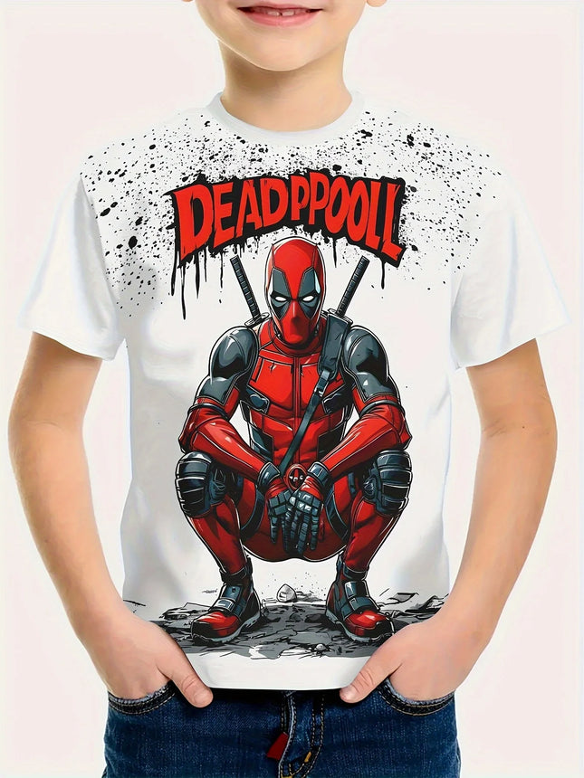 MARVEL Deadpool Boys Girls Graphic T-Shirt 3D Cartoon Print Summer Casual Short Sleeve Tee Kids Superhero T shirt