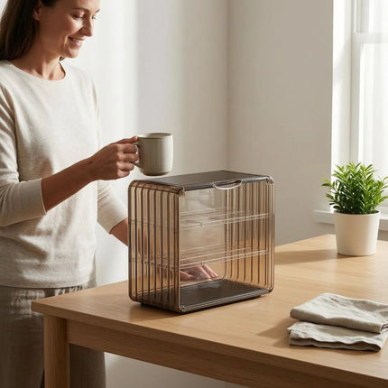 Acrylic Cup Storage Rack Space-Saving Two-Tier Cup Organizer Mug Display Case Shatterproof Tumbler Storage Rack Waterproof