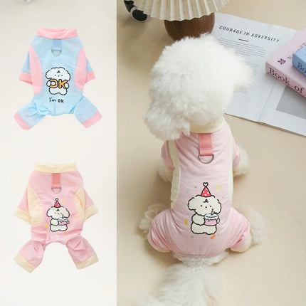 Pet Cool Breathable Cool Clothes Cat and Dog Ice Silk Cooling Four Leg Clothes Strap Traction Rope Buckle Outdoor Dog Clothes