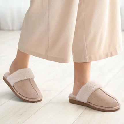 Kidmi Winter Women Fuzzy Slippers Classic Brand Fluffy House Shoes Indoor Warm Suede Cozy Slippers Casual Non-slip Cotton Shoes