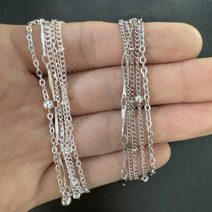 5 Pcs /set Silver plated Stainless Steel Anklet for women men Summer Beach Bracelet Accessories Jewelry Valentine's Day Gift