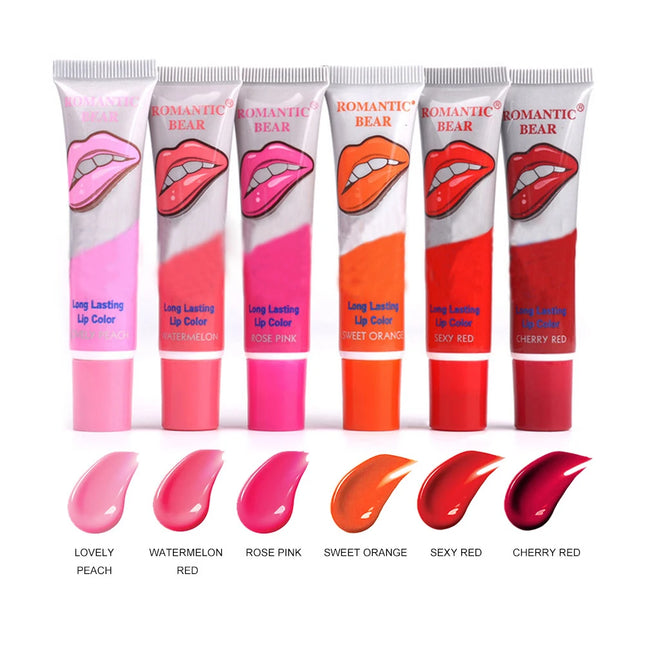 6 Color Lip Gloss Peel-Off Lipstick with Long-Lasting Color, Waterproof Lip Gloss